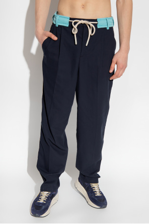 Palm Angels blu pleat-front trousers