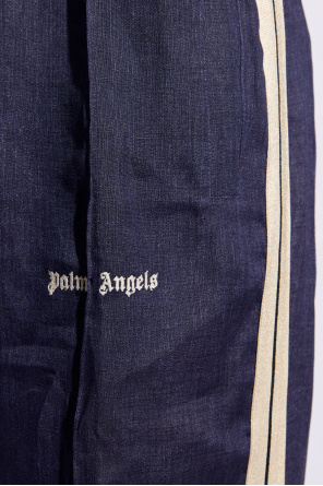 Palm Angels Lniane spodnie z logo