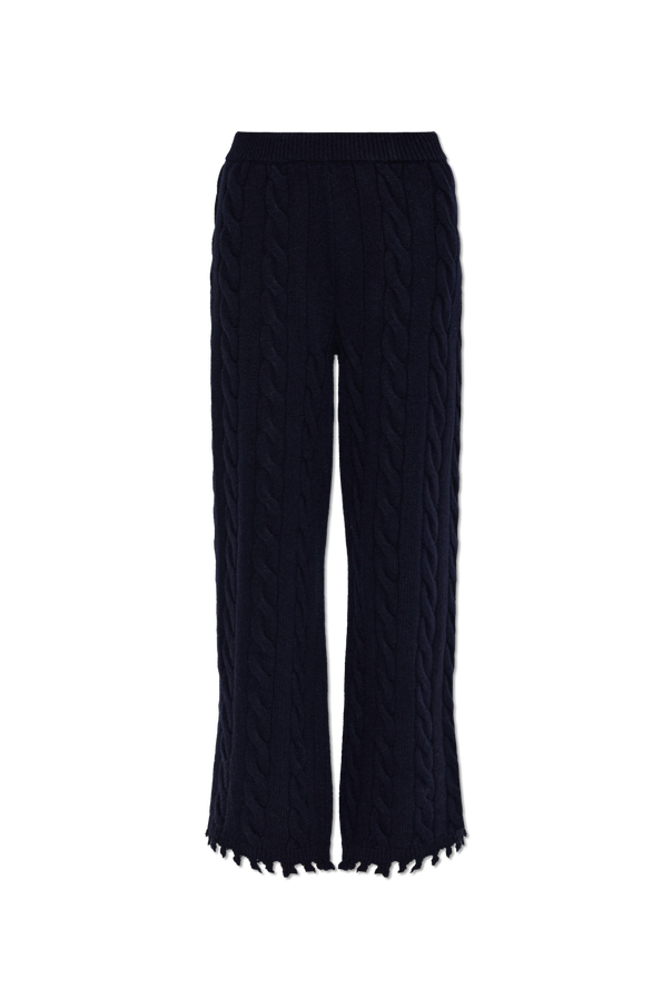 Decorative cable-knit wool trousers od Akep