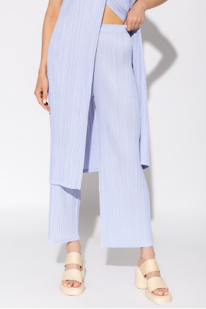 short-sleeved fitted maxi dress Pleated trousers