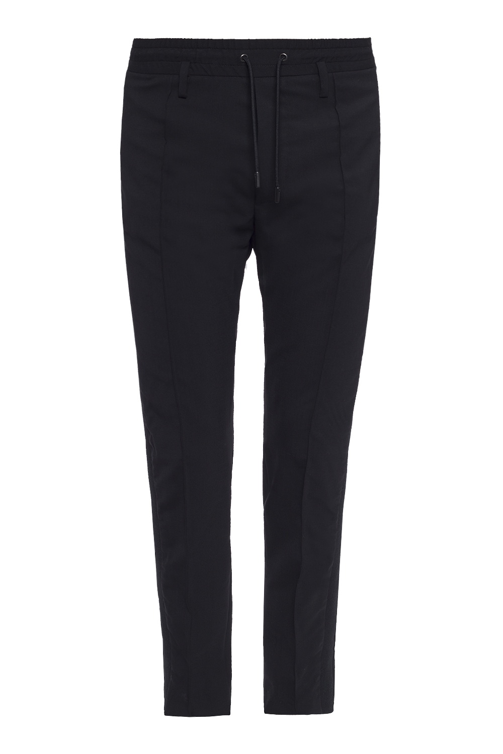 black trousers with gold side stripe