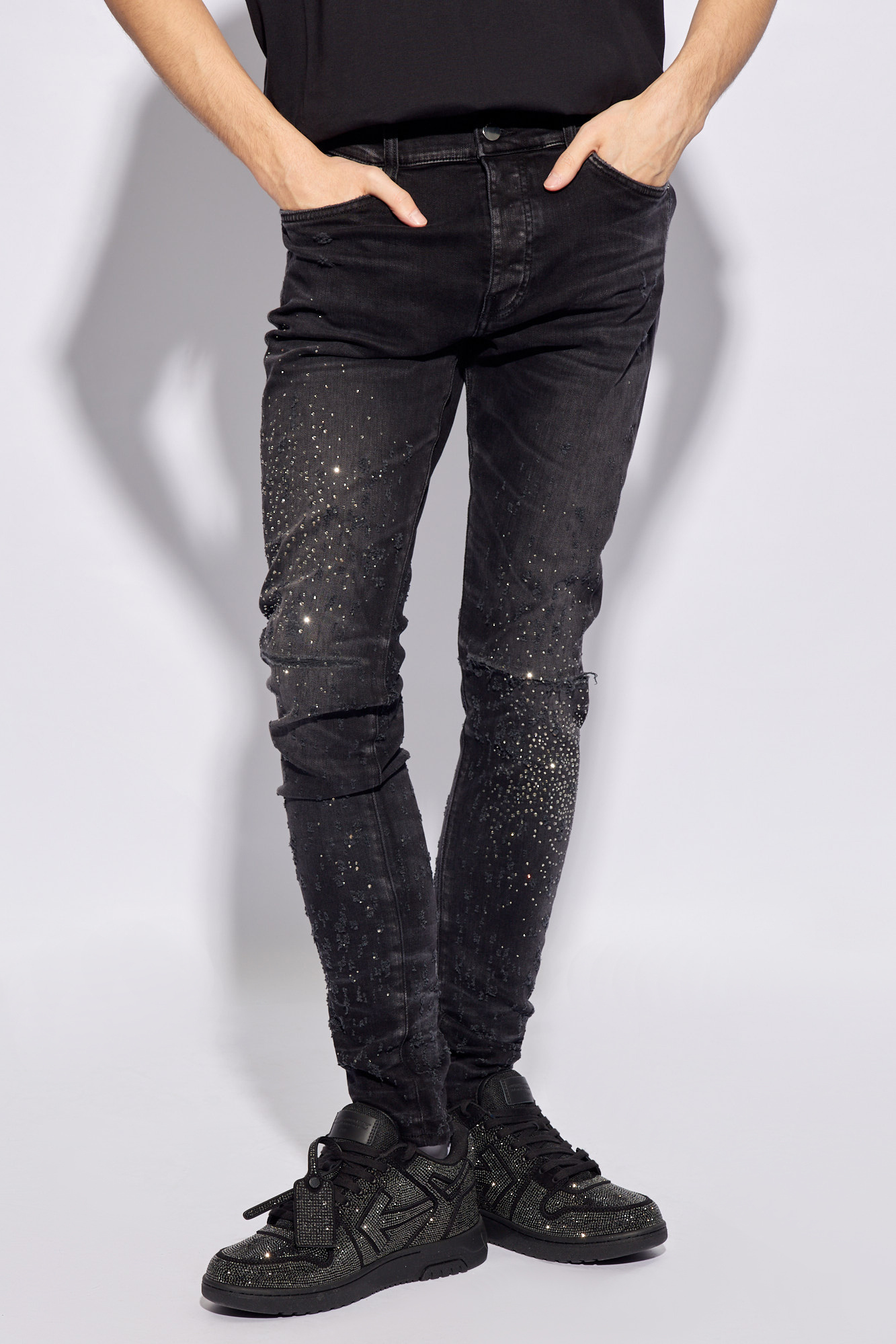 Black Jeans with crystals Amiri - Vitkac GB