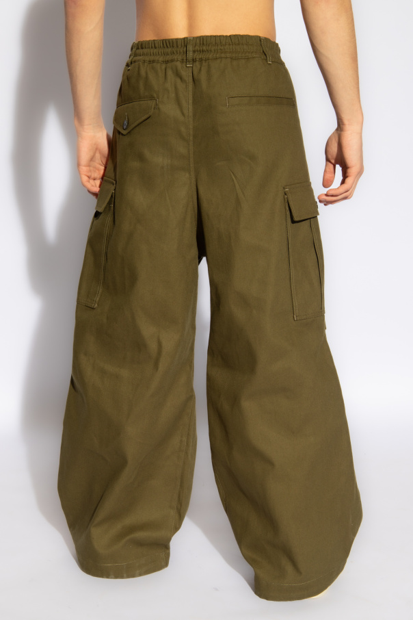 Mid-rise straight cotton-blend pants in blue - Marni