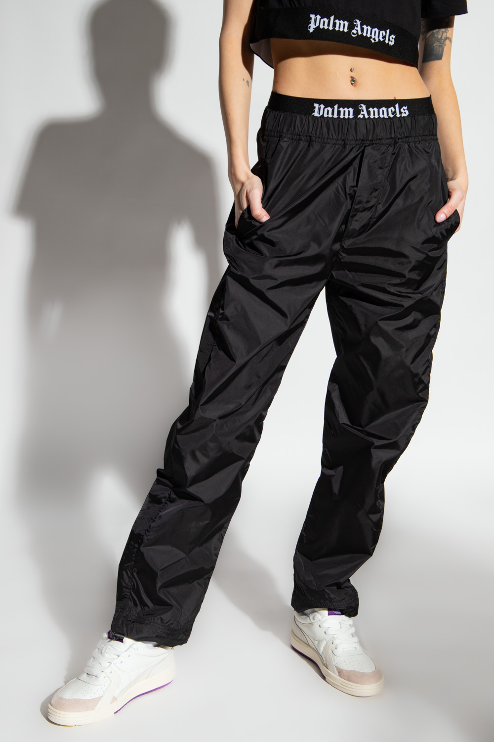 Nylon Track Joggers in black - Palm Angels® Official