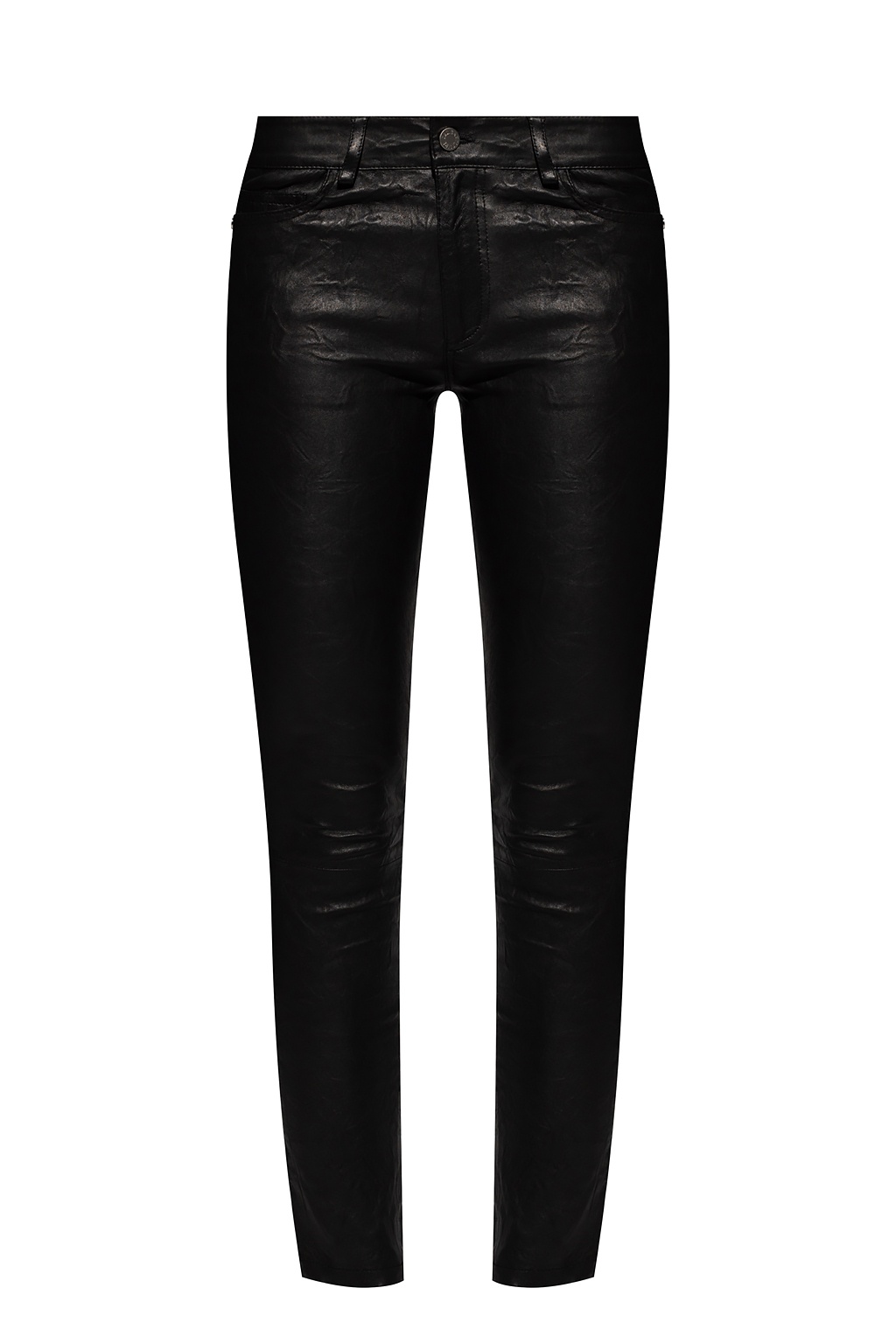 reversed stonewash painted-logo jeans Leather star-print trousers