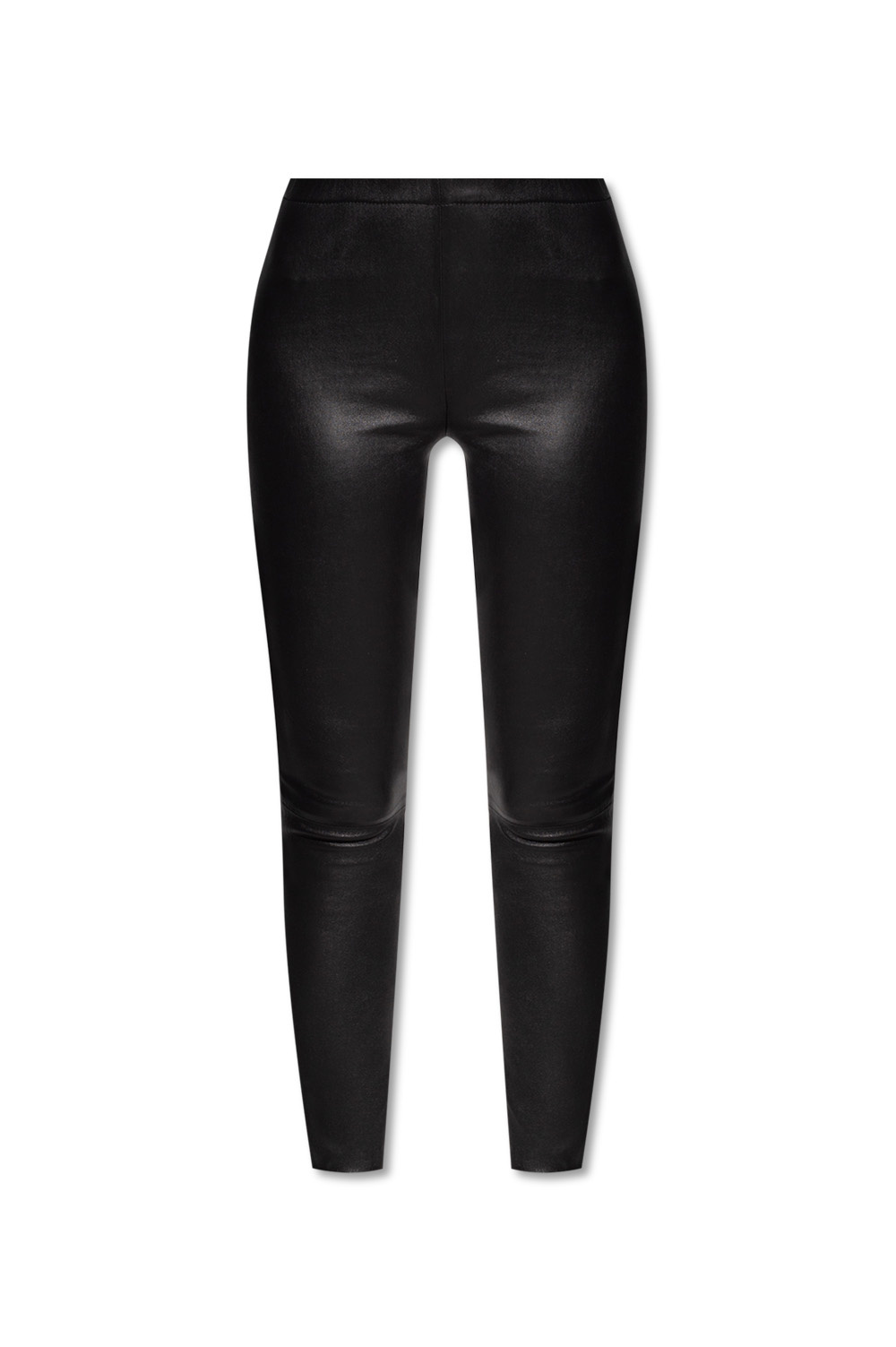 teamed a slick bodysuit with logo-coated pants and a buzzy set of sneakers Leather leggings