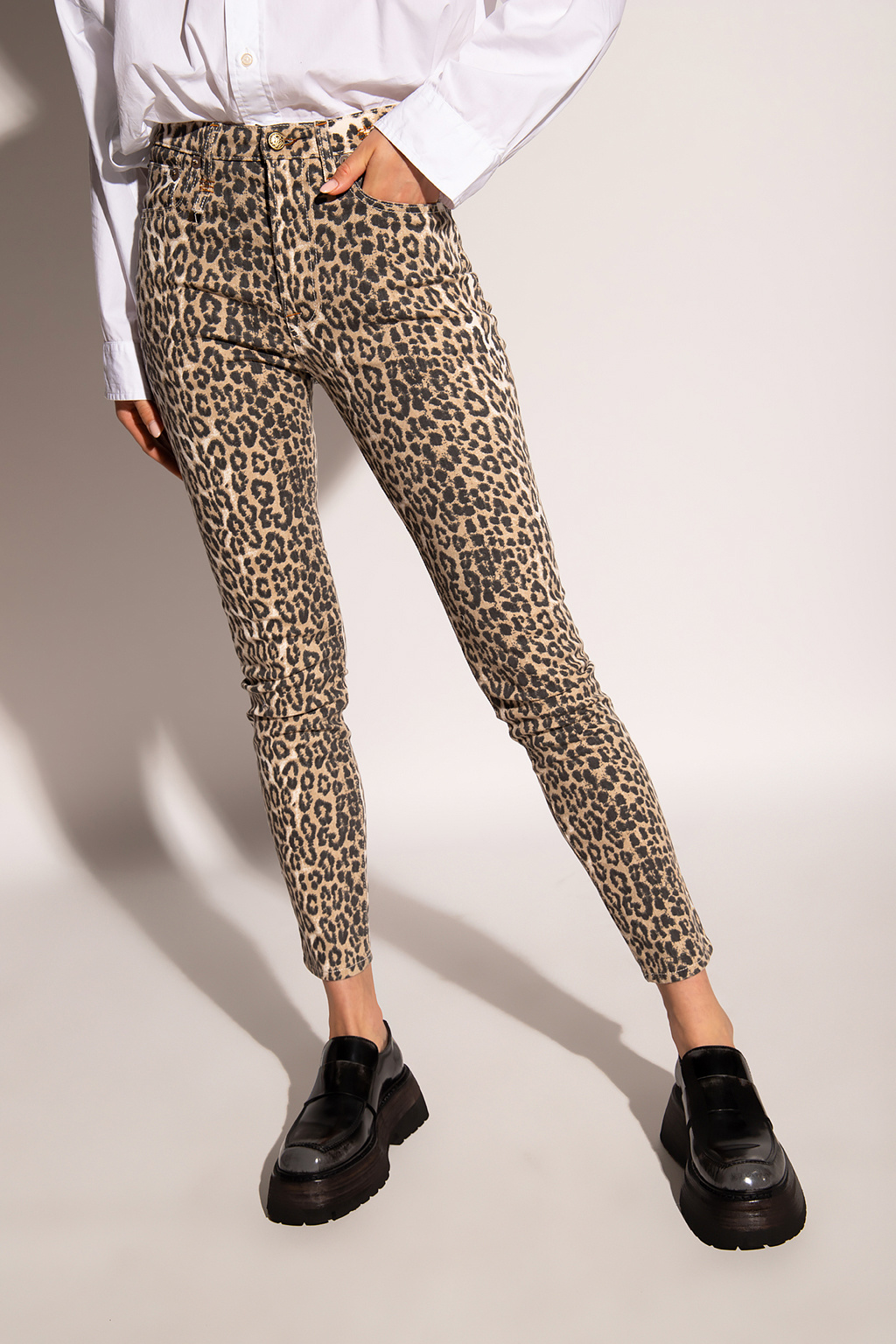 R13 Leopard-motif trousers