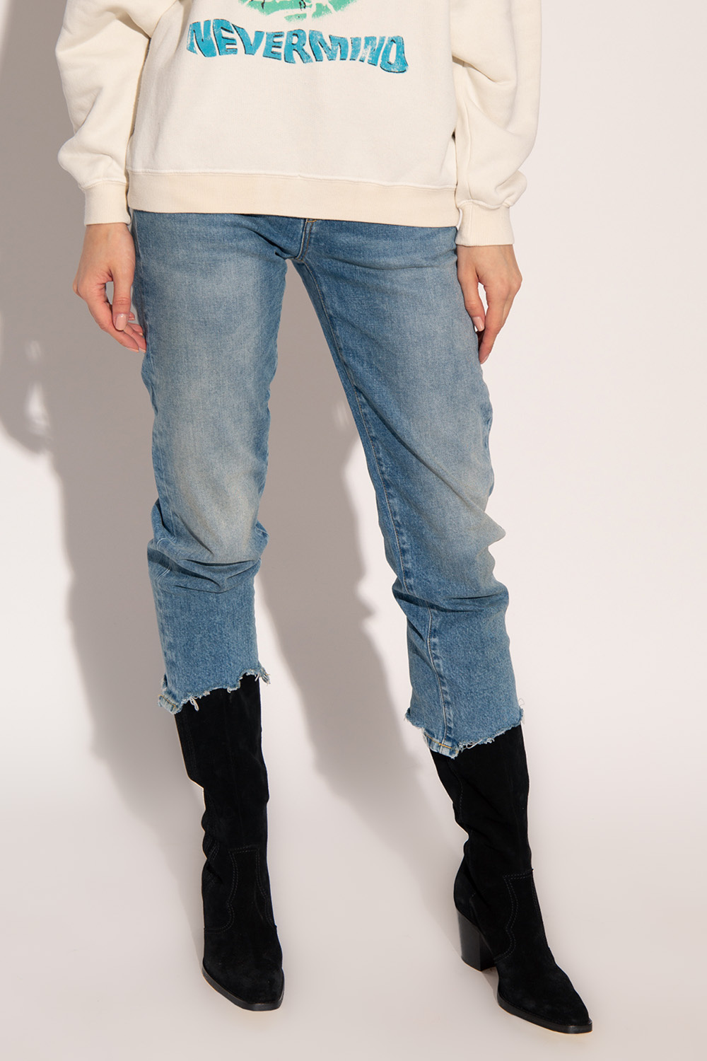 Blue Distressed jeans R13 - GenesinlifeShops Canada - Leggings Nike Dri-FIT  One Luxe Icon Clash Women s Mid-Rise 7 8 Printed Leggings