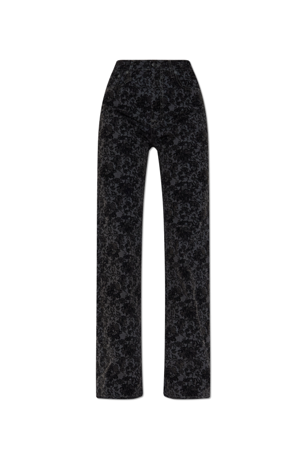 Floral-patterned jeans with a velvet finish, zdjęcie 1 Floral-patterned jeans with a velvet finish od R13