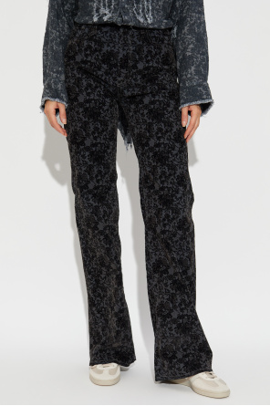 R13 Jeans with floral motif and velvet finish