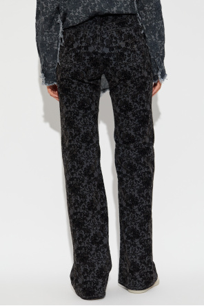 R13 Jeans with floral motif and velvet finish