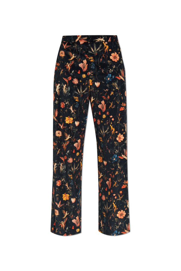 Velvet trousers with floral motif, zdjęcie 1 Velvet trousers with floral motif od R13