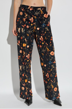 R13 Velvet trousers with floral motif
