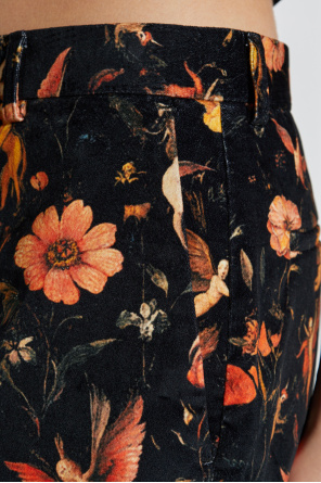 R13 Velvet trousers with floral motif