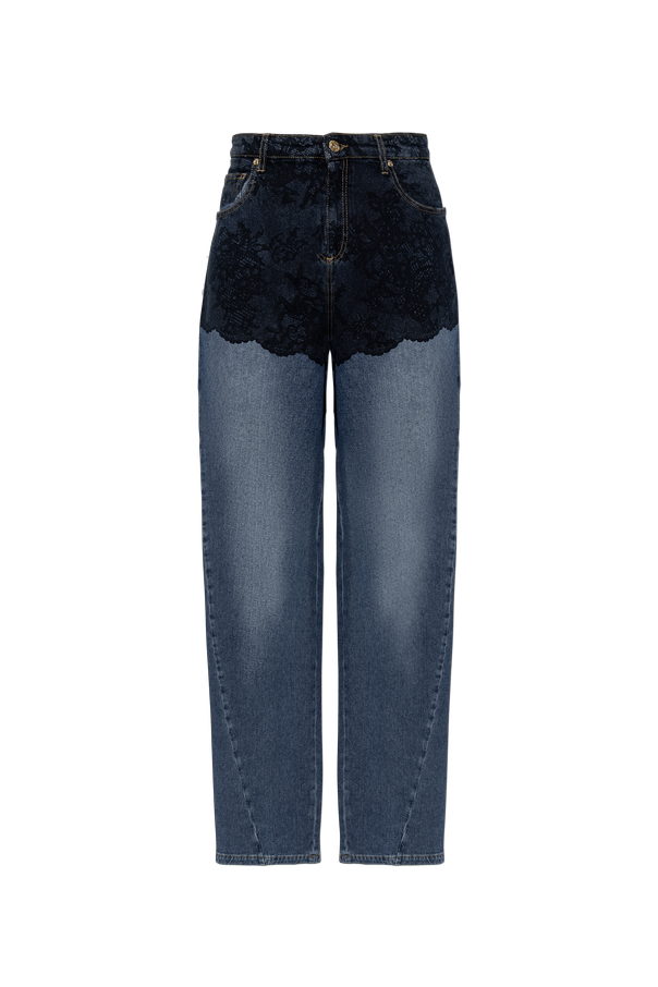 Lace-print jeans od Blumarine