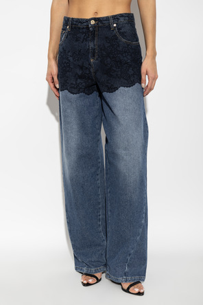 Blumarine Calças de ganga com estampado de renda