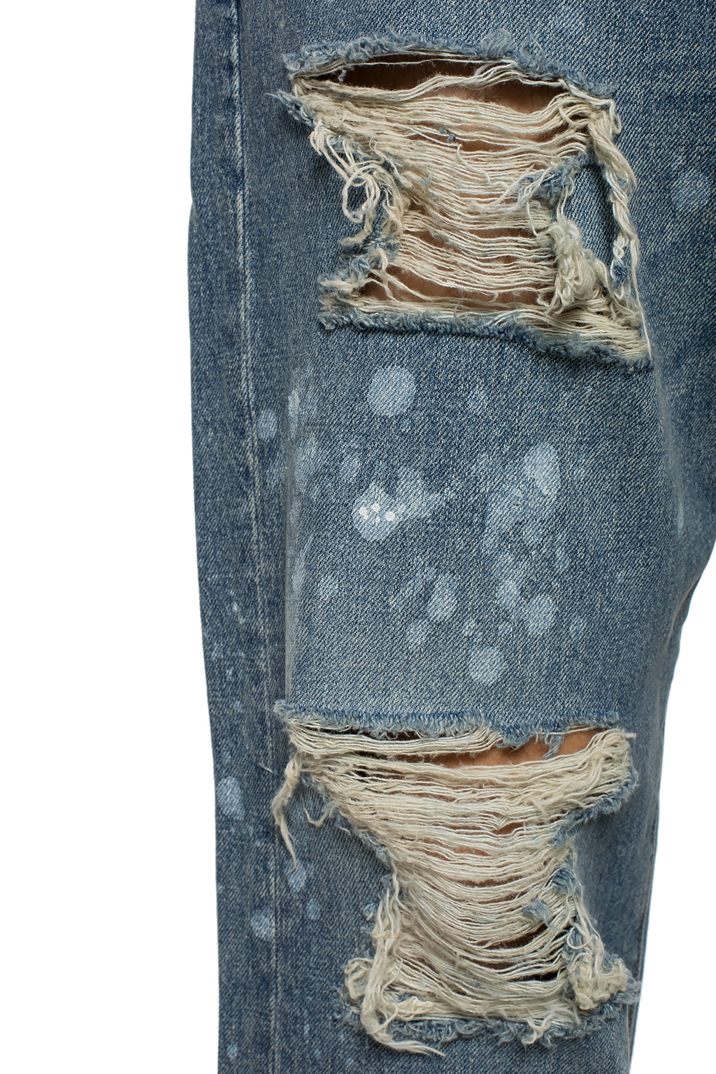 balmain paint splatter jeans