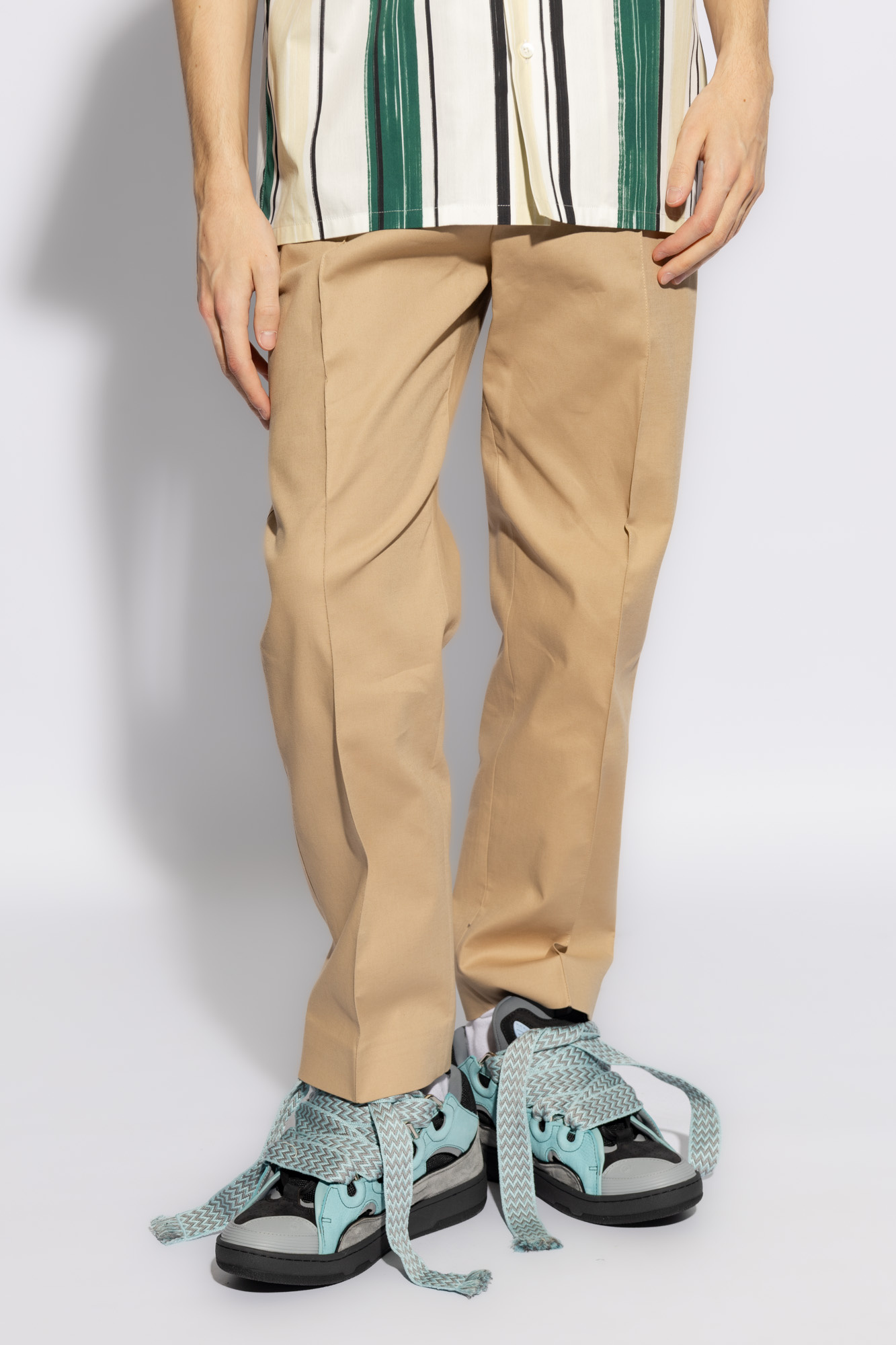 Lanvin Cotton pleat-front trousers