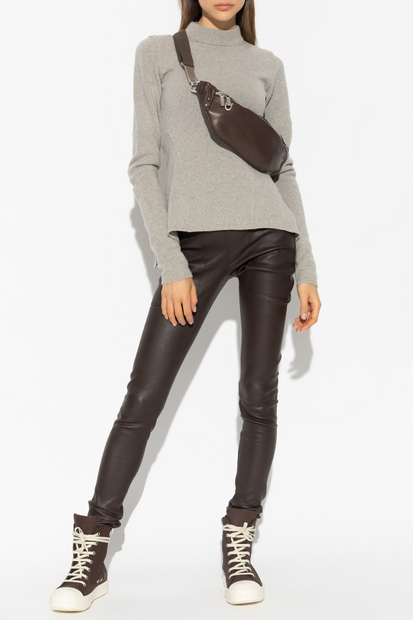 Rick Owens Leather tulle-overlay trousers