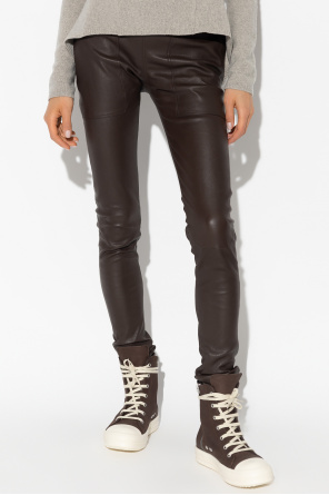Rick Owens Leather tulle-overlay trousers