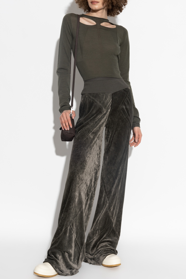 Rick Owens Aksamitne spodnie z szerokimi nogawkami