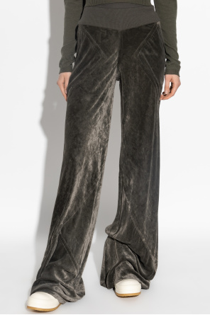 Rick Owens Aksamitne spodnie z szerokimi nogawkami