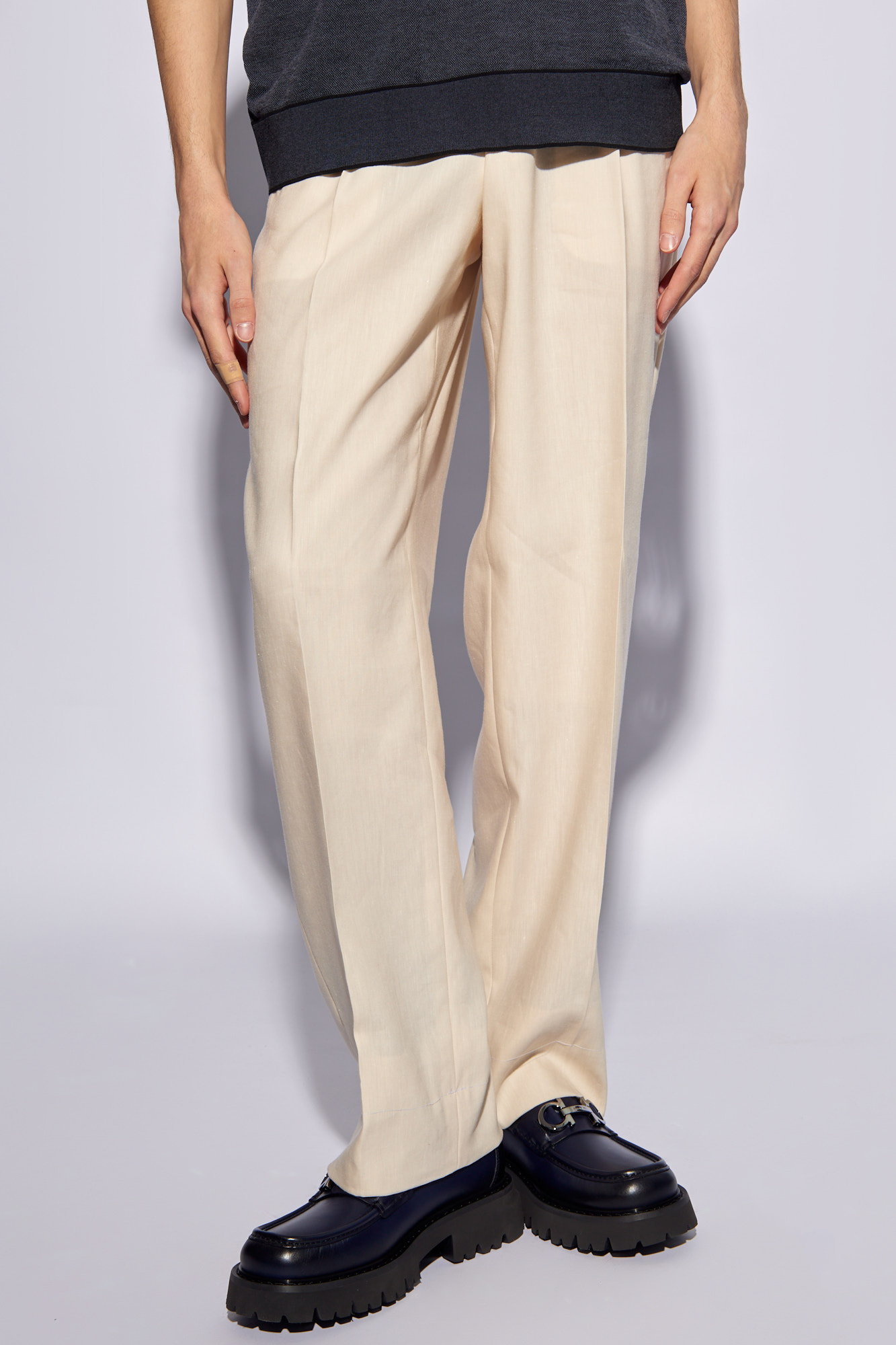 GenesinlifeShops Italy - Geantă VERSACE JEANS COUTURE 72VA4BA6 ZS059 003 -  Cream Pleated trousers Brioni