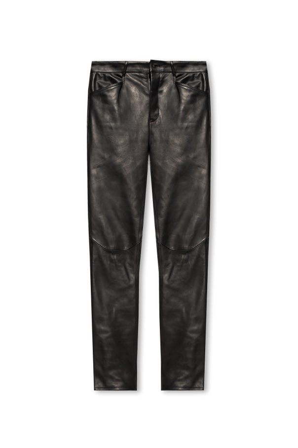 GenesinlifeShops GB - Black 'Tyrone' leather trousers Rick Owens