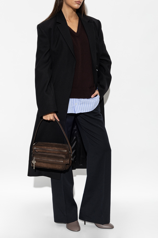 Acne Studios Calças de lã vincadas