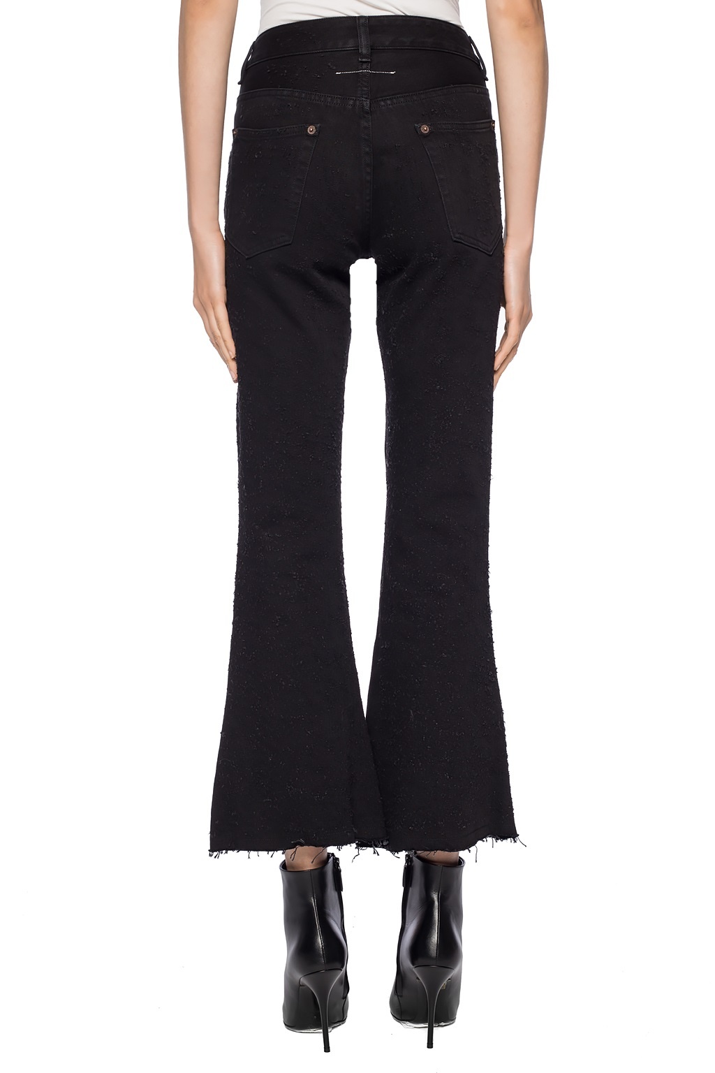 raw edge flare jeans