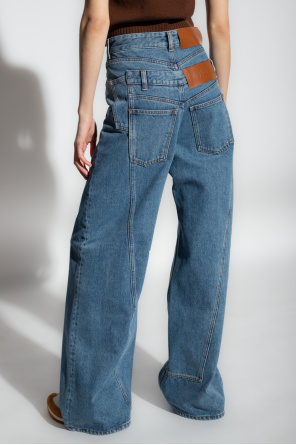 loewe raffia Double-waistband jeans