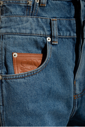 loewe raffia Double-waistband jeans
