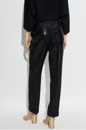Maison Margiela Pantalones brillantes con raya marcada
