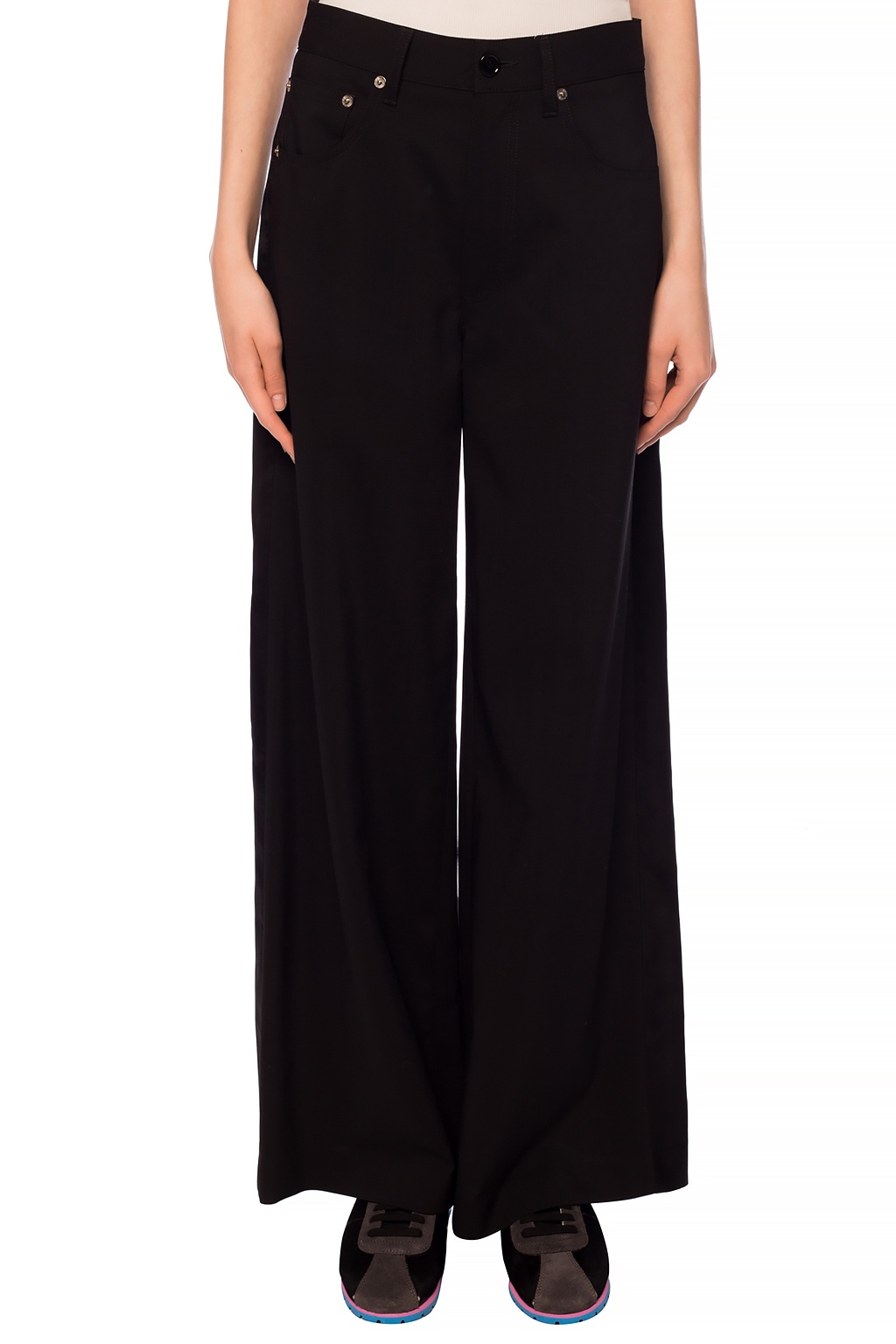 Maison Margiela MM6 Women's Black Wool Elastic Waist Casual Pants