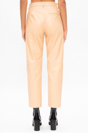 Beige shorts med spetskant Leather trousers