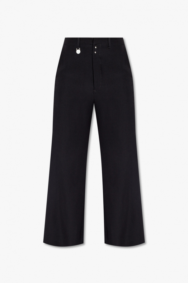 Pull-on leggings with wide waistband Flared trousers