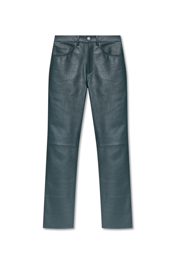 Cropped Tapered Embossed Jeans Leather trousers