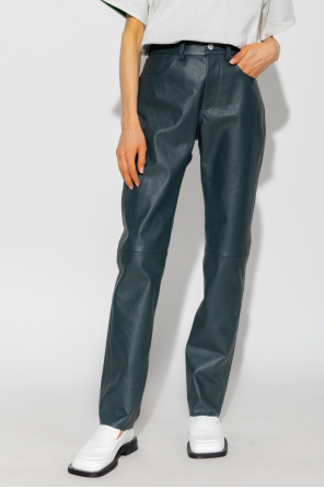 Cropped Tapered Embossed Jeans Leather trousers