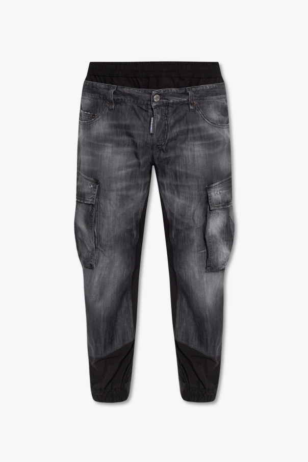 Dsquared2 ‘Cyprus’ faux-leather trousers in contrasting fabrics