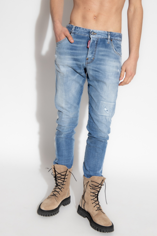 GenesinlifeShops France - Blue 'Sexy Twist' jeans Dsquared2 - Barba  Skinny-Jeans mit Logo-Patch Blau