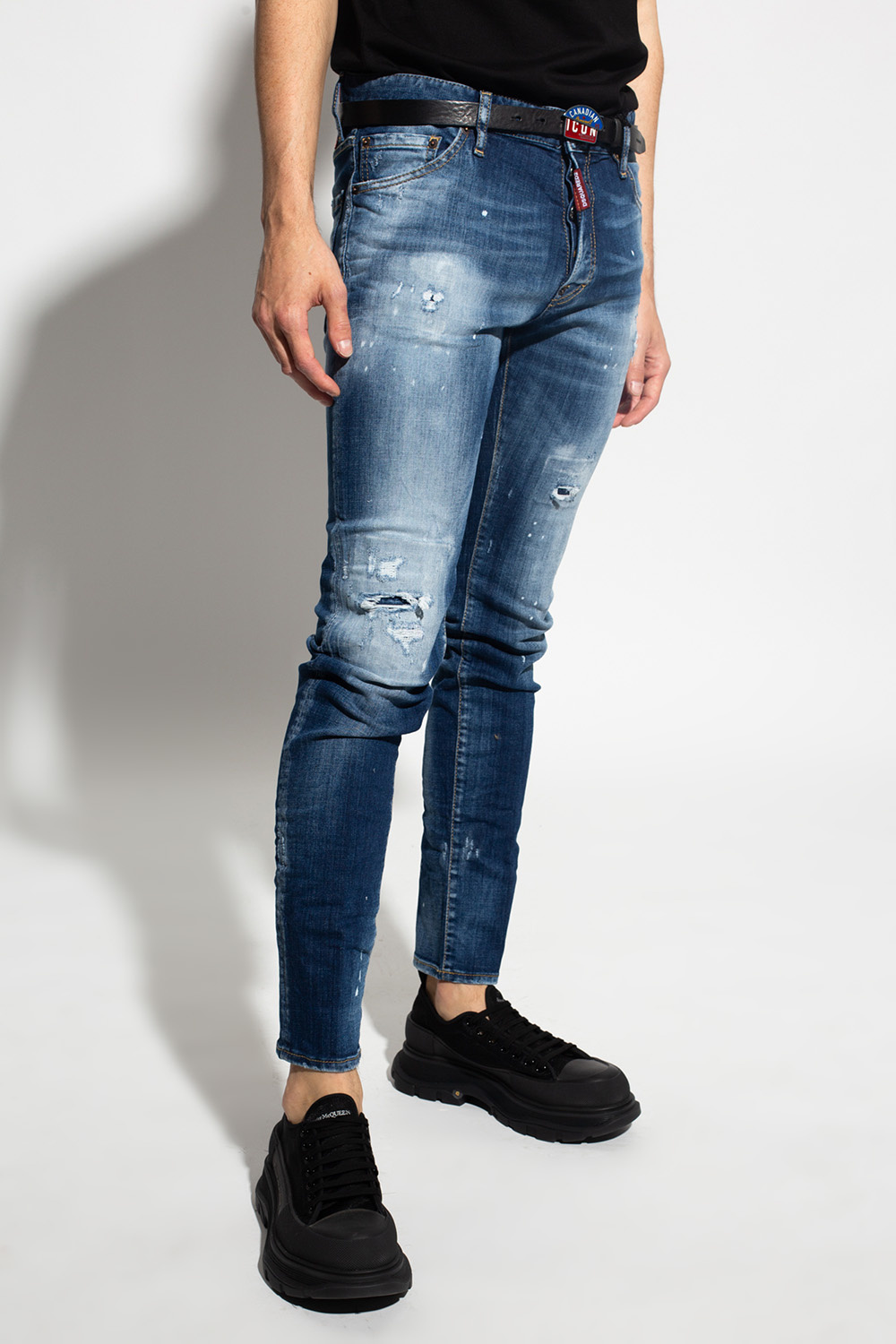 Dsquared2 'Veste Style Blouson Teddy Jean Urban Chic Blue Denim Et Jersey