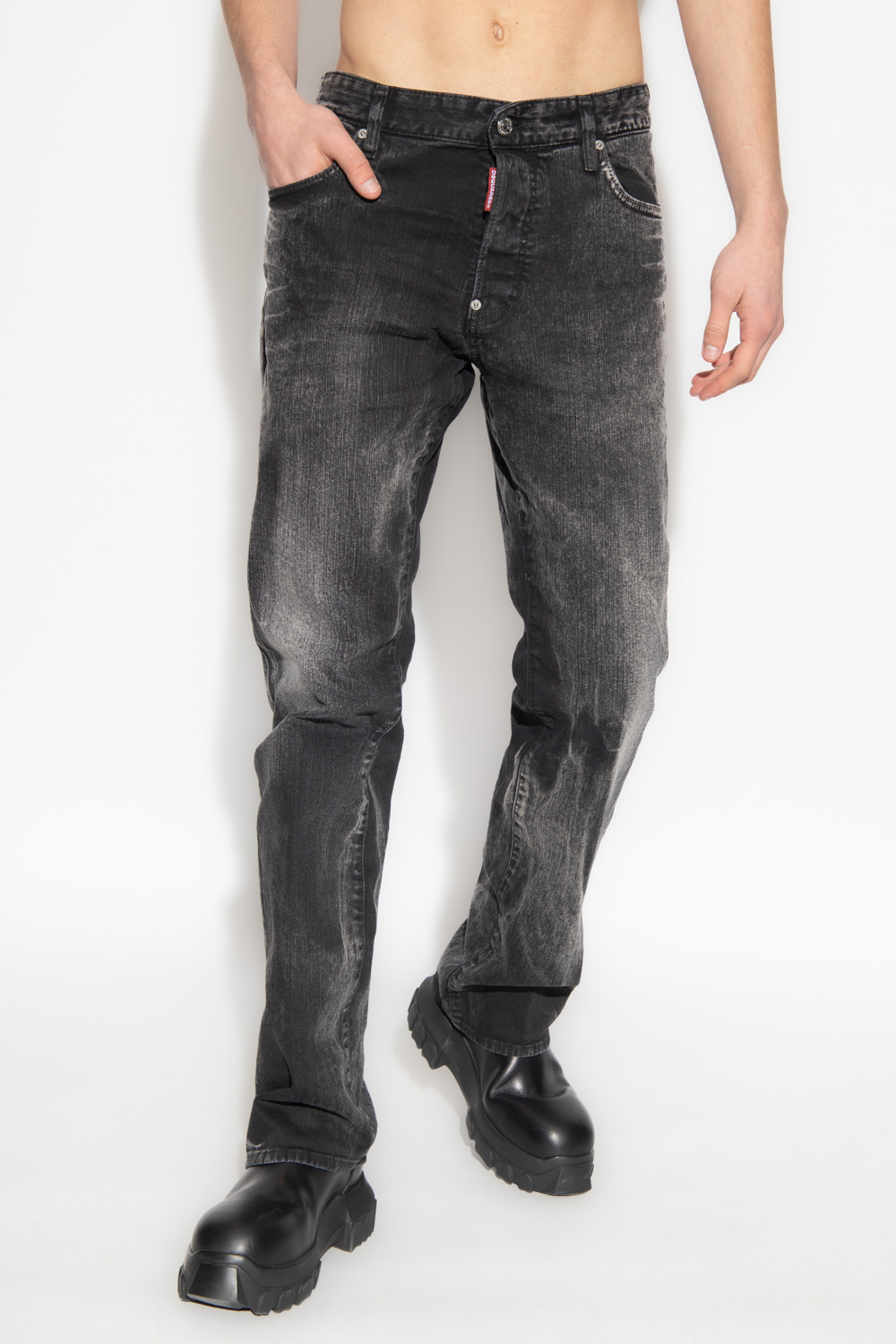 Metallic Stripe Side Seam Detail Denim Flare Pants