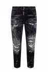 Dsquared2 GREY 'Cool Girl Cropped Jean' raw-cut jeans