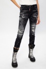 Dsquared2 GREY 'Cool Girl Cropped Jean' raw-cut jeans