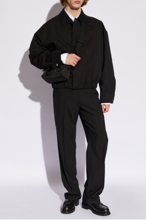 Wool trousers od Black hoodie with long sleeves from