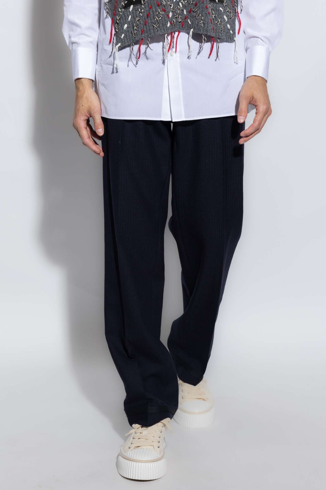 Maison Margiela Wool pleat-front Full-length trousers