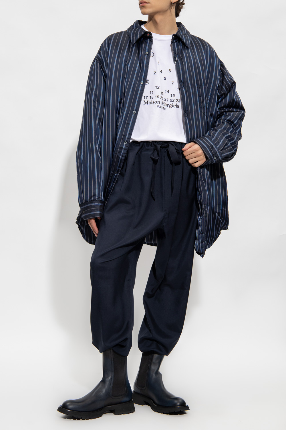 Maison Margiela Wide-legged silk intarsia-knit trousers