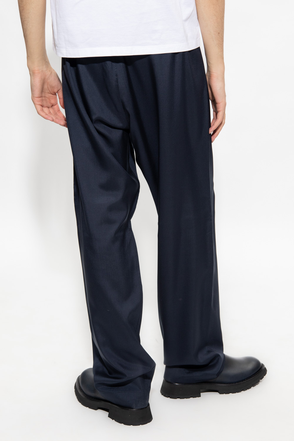 Maison Margiela Wide-legged silk intarsia-knit trousers