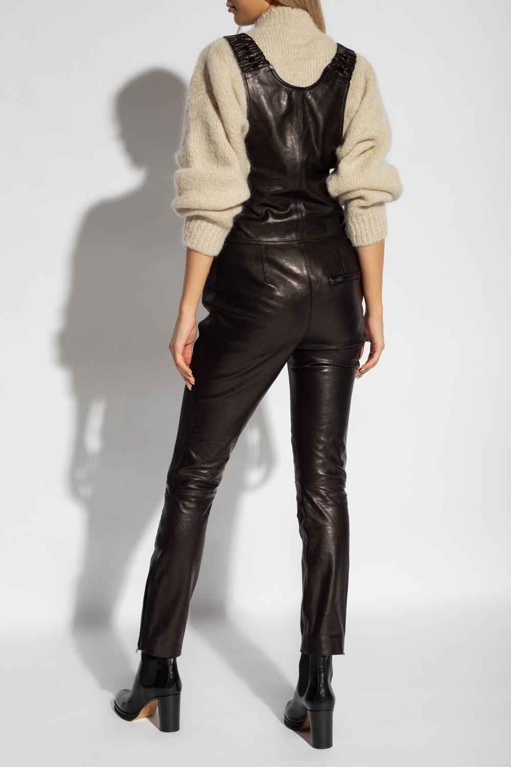 Isabel Marant ‘Apolina’ leather dungarees