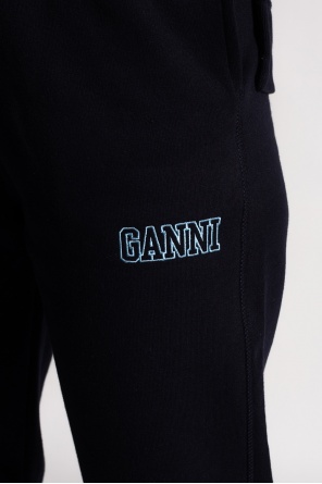 Ganni Short Terry Logo Short Pants